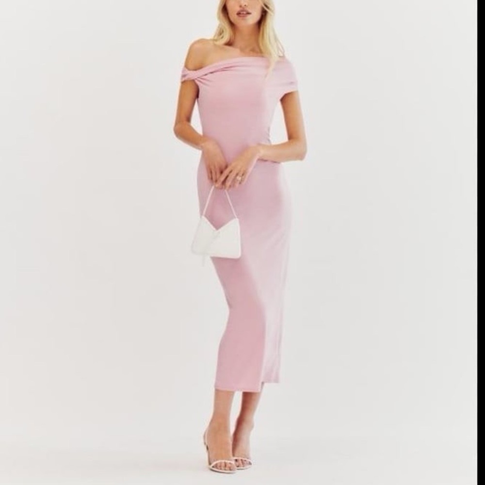 Reformation Blush Pink One-Shoulder Midi Dress